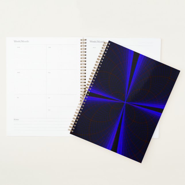 Agenda Blue Accent Clover Leaf Geometric Spiral Planner (Demostración)