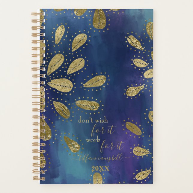 Agenda Blue and Gold with Motivational Quote Planner (Anverso)