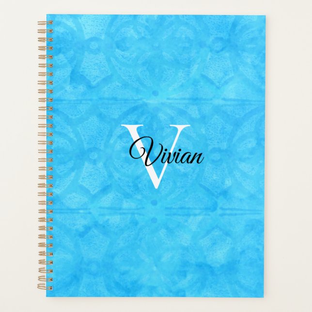 Agenda Blue Batik Elegant Monograma Planner (Anverso)