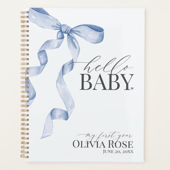Agenda Blue Coquette Bow Chica Baby Gito My First Year (Anverso)