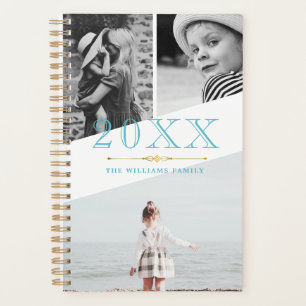 Agenda Blue Faux Gold y White Collage de fotos