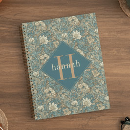 Agenda Blue Floral William Morris Elegant Monogram
