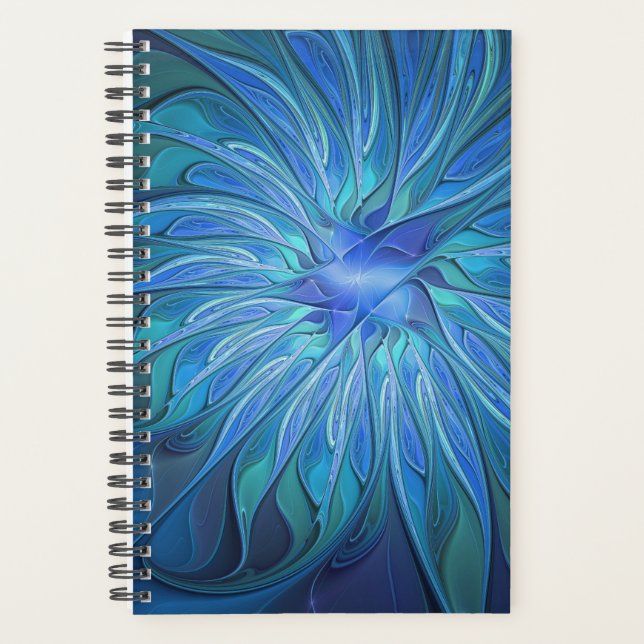 Agenda Blue Flower Fantasy Pattern, Abstract Fractal Art (Anverso)