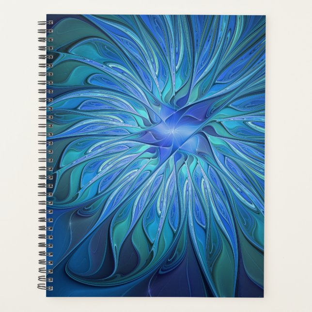 Agenda Blue Flower Fantasy Pattern, Abstract Fractal Art (Anverso)