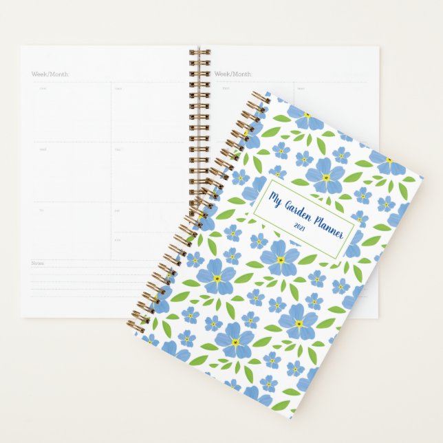 Agenda Blue Forget-Me-Knot Floral Personalizado Garden (Demostración)