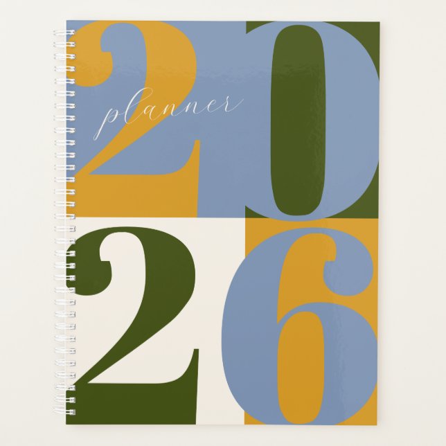 Agenda Blue Gold Green Bold Year Color Block Planner (Anverso)