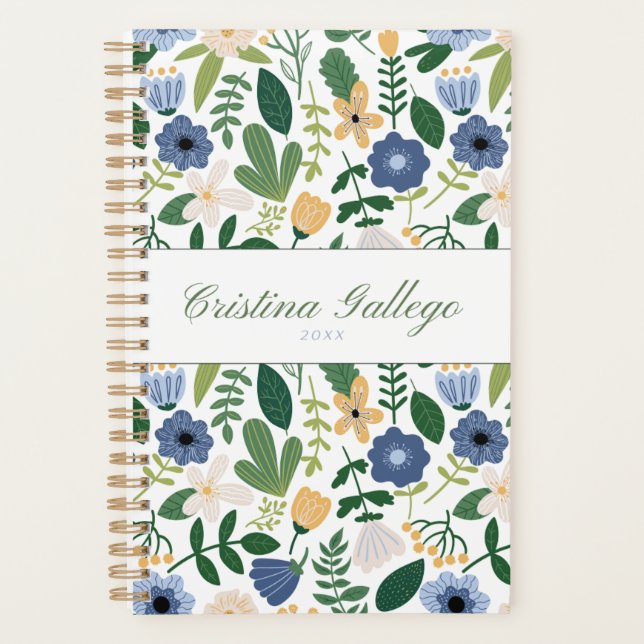 Agenda Blue & Green Flower Planner (Anverso)