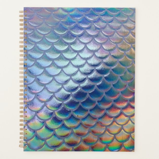 Agenda Blue Green Mermaid Fish Scales Holographic Trendy (Anverso)