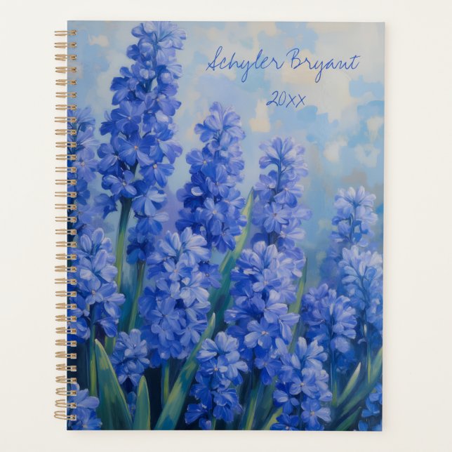 Agenda Blue Hyacinths Floral Spiral-bound Botanical (Anverso)