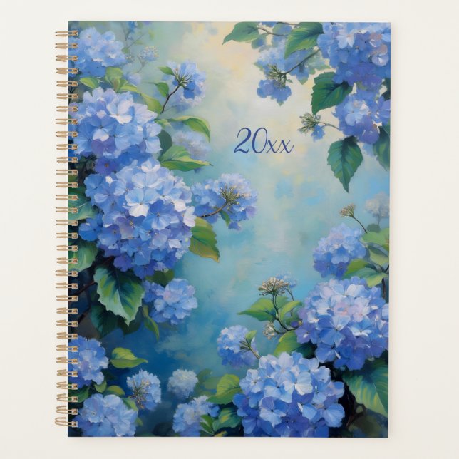 Agenda Blue Hydrangeas Floral Spiral-Bound Planner Spring (Anverso)