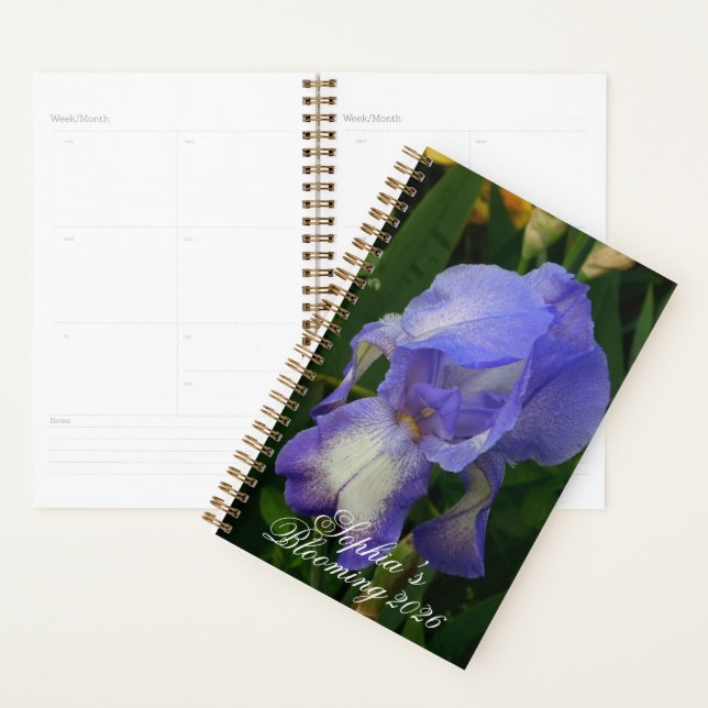 Agenda Blue Iris Flower Macro Art: Floral Planner (Demostración)