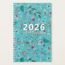 Agenda Blue Mint Magic Acuarela Floral 2026 Personalizado