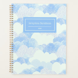 Agenda Blue Modern Rain Clouds Nombre personalizado