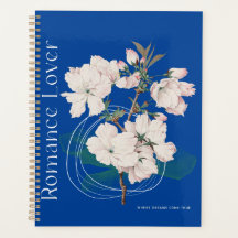 Blue Planner con flores blancas