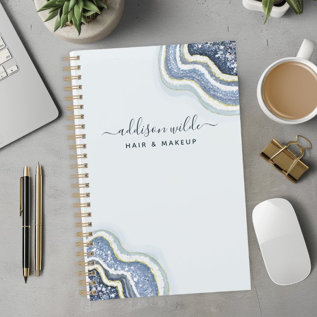 Agenda Blue Purpurina Agate Geode Luxe Business (Subido por el creador)