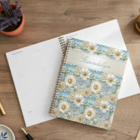 Blue Satin Daisy & Pearls 3D