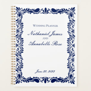 Agenda Blue Talavera Tile Boda floral Fiesta española