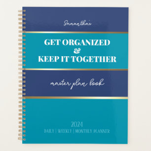 Agenda Blue Verde azulada Gold Modern Trendy Daily Weekly