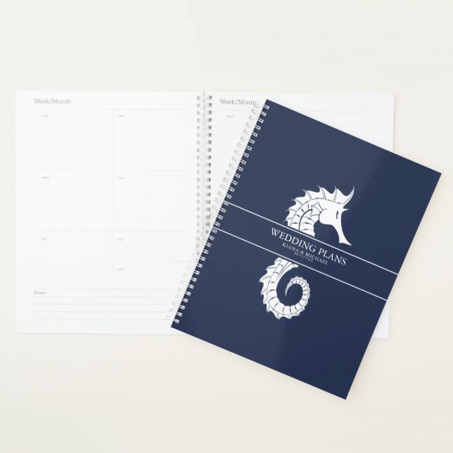Agenda Blue Wave Seahorse Boda Wht/Navy ID836 (Demostración)