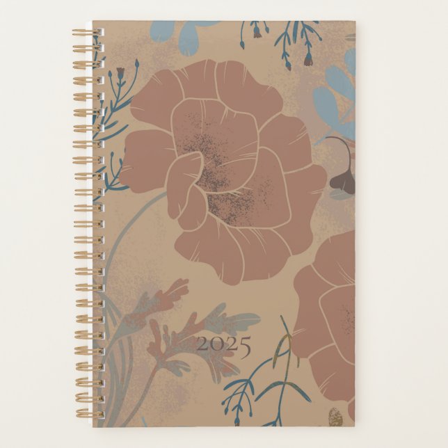 Agenda Blumenmuster, Mocha mousse Farbe. (Anverso)