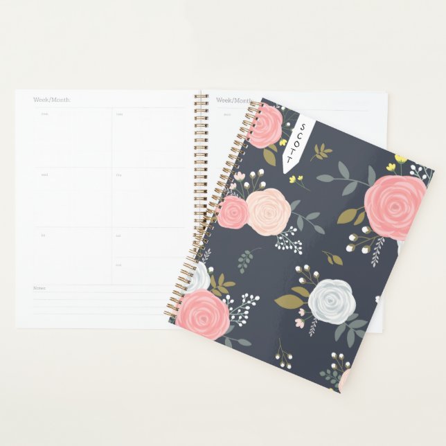 Agenda Blush Floral planner with personalized name (Demostración)