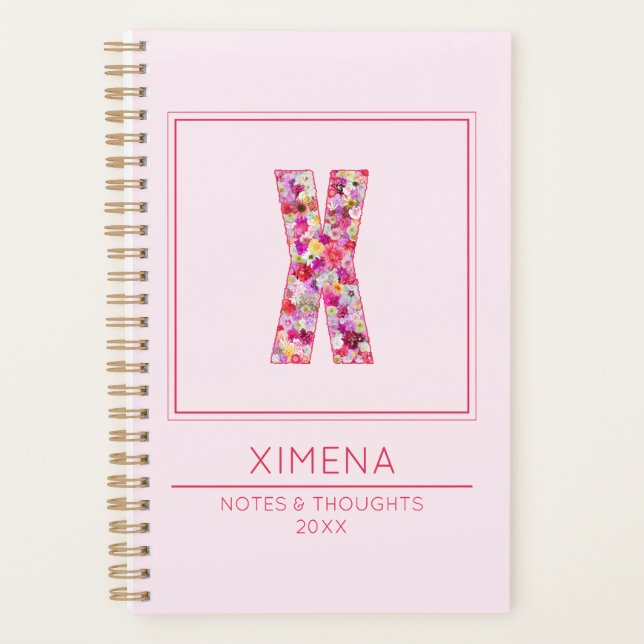 Agenda Blush Pink Initial Name Letter X (Anverso)