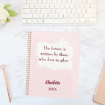 Agenda Blush pink inspirational quote 2026<br><div class="desc">A soft blush pink background,  with a white brush stroke. Inspiratiional,  motivational Quote:  The future is written by those who dare to plan.  Personalize and add your name and a year.</div>
