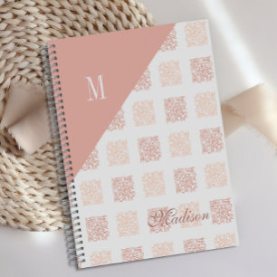 Agenda Blush Rosa Monograma Geométrico de Moda