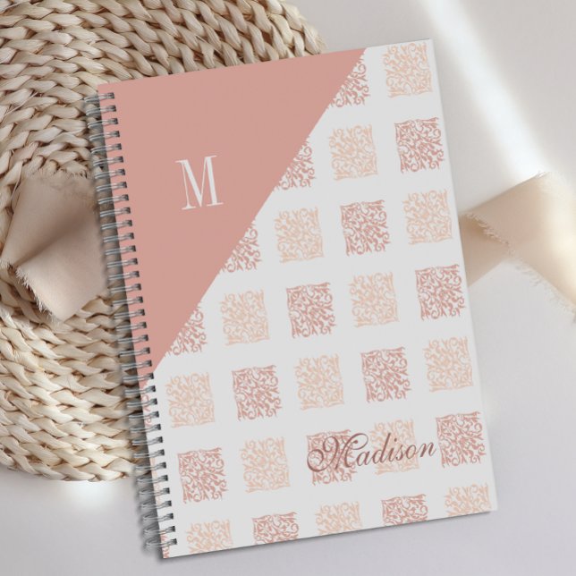 Agenda Blush Rosa Monograma Geométrico de Moda (Subido por el creador)