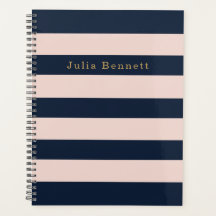 Blush Rosa Personalizado Navy A Rayas Spiral Perso