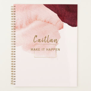 Agenda Blush Rosa Terracota Monograma Abstracto