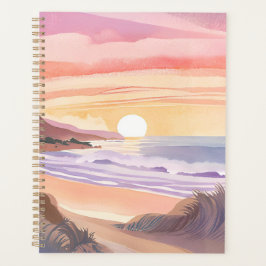 Agenda Blush Sea Sunset | Beach Watercolor Painting