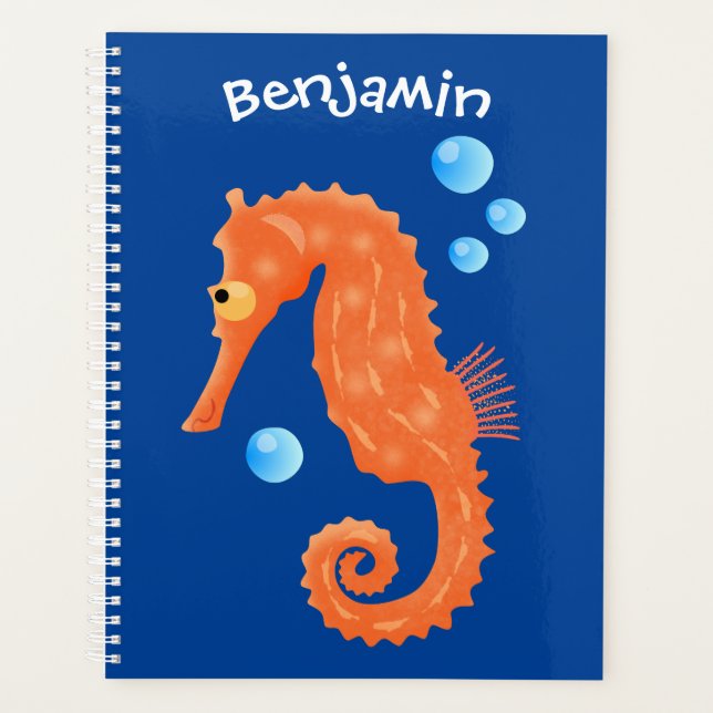 Agenda Bóbulas de caballito de mar naranja personalizado  (Anverso)