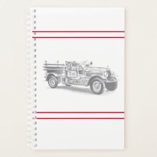Agenda boceto de lápiz de camión de bomberos antiguo dibu