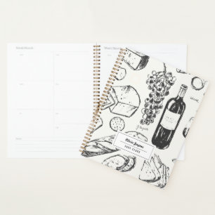 Agenda Boceto de vino y queso personalizado mensual 2027