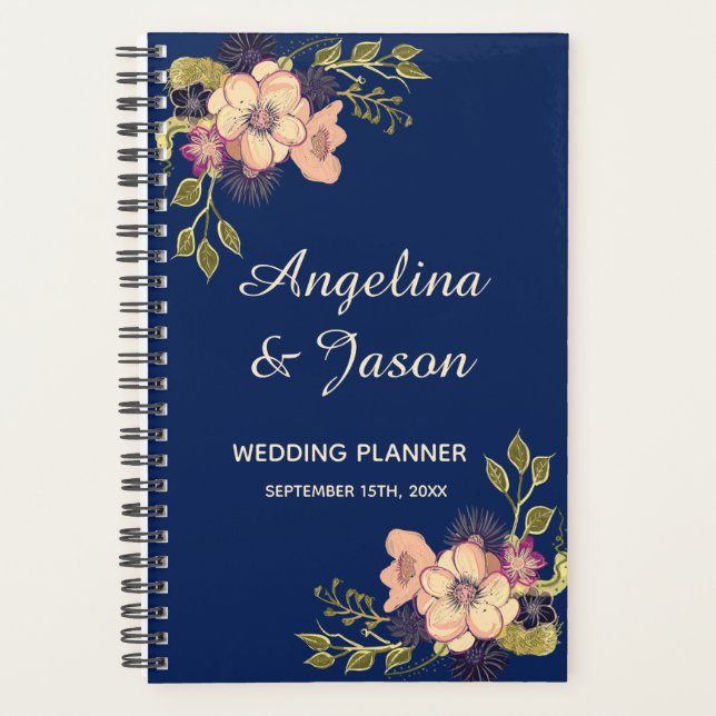 Agenda Boda Azul Elegante Rústica (Anverso)