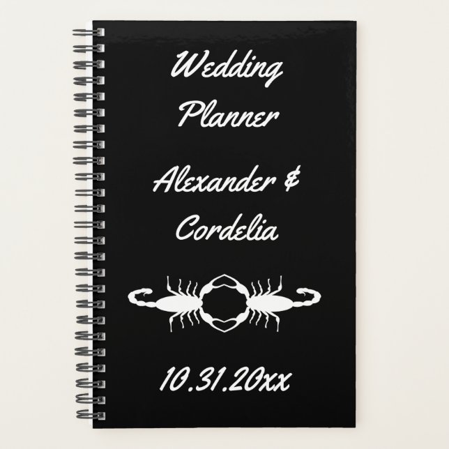 Agenda Boda blanco gótico Scorpions Personalizado (Anverso)