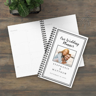 Agenda Boda blanco y negro simple del personalizado Photo