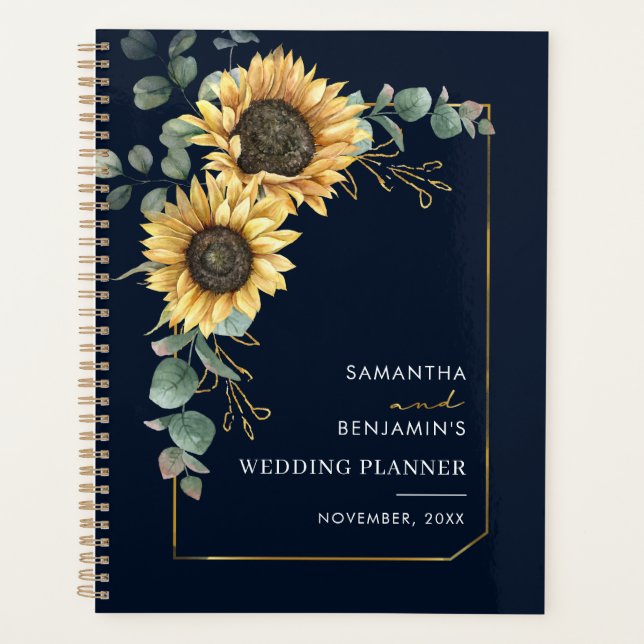 Agenda Boda Botánica de Girasoles Florales de Eucalipto (Anverso)
