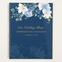 Agenda Boda Botánica Floral Azul Polvo