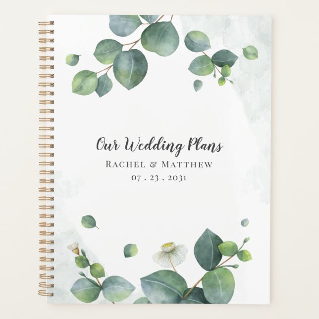 Agenda Boda Botánico de Eucalyptus Greenery (Anverso)