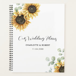 Agenda Boda botánico de vegetación floral de girasol