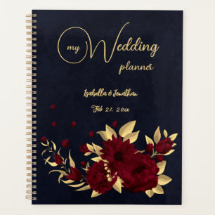 Agenda Boda chic de burgundy y oro navy