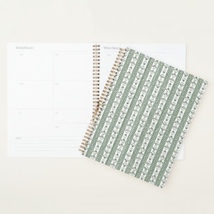 Agenda Boda con estampado botánico verde y blanco