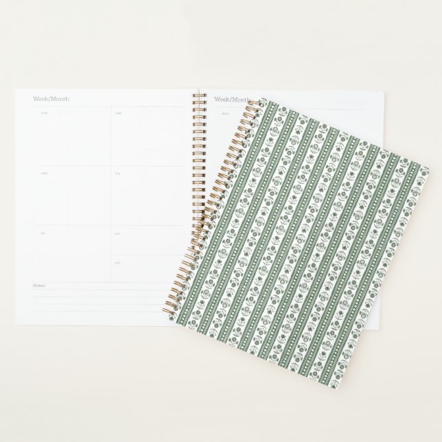 Agenda Boda con estampado botánico verde y blanco (Demostración)
