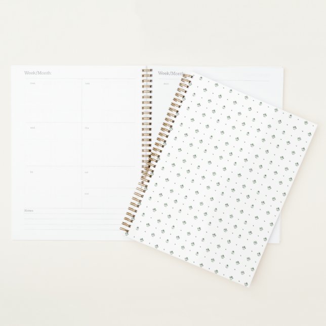 Agenda Boda con estampado botánico verde y blanco (Demostración)