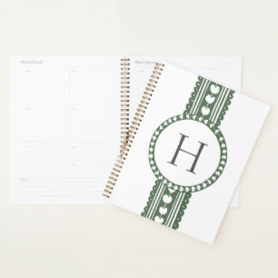 Agenda Boda con estampado botánico verde y blanco