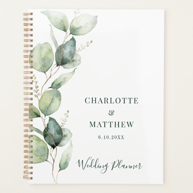 Agenda Boda con Eucalipto Verde Acuarela (Anverso)