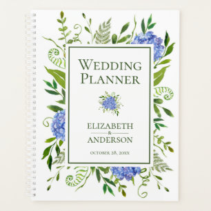 Agenda Boda de Acuarela Floral con Hortensias Azules