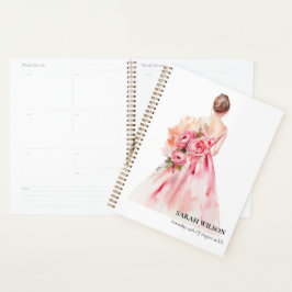 Agenda Boda de acuarela mínima ducha con traje de novia